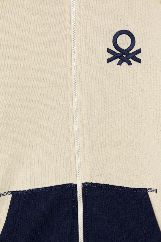 Chłopiec United Colors of Benetton bluza rozpinana z kapturem dziecięca bawełniana 3J68C501B.G.Stagionale beżowy