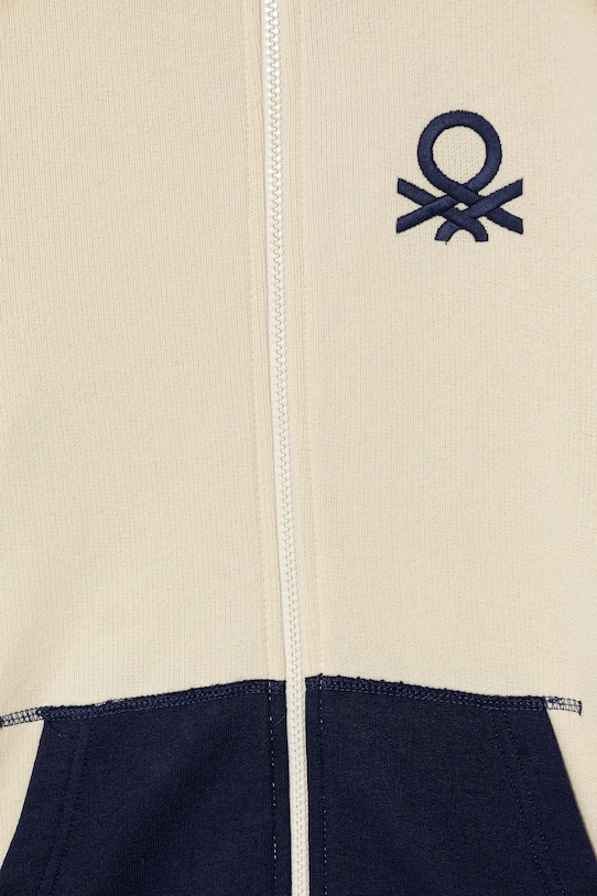 Chłopiec United Colors of Benetton bluza rozpinana z kapturem dziecięca bawełniana 3J68C501B.G.Stagionale beżowy