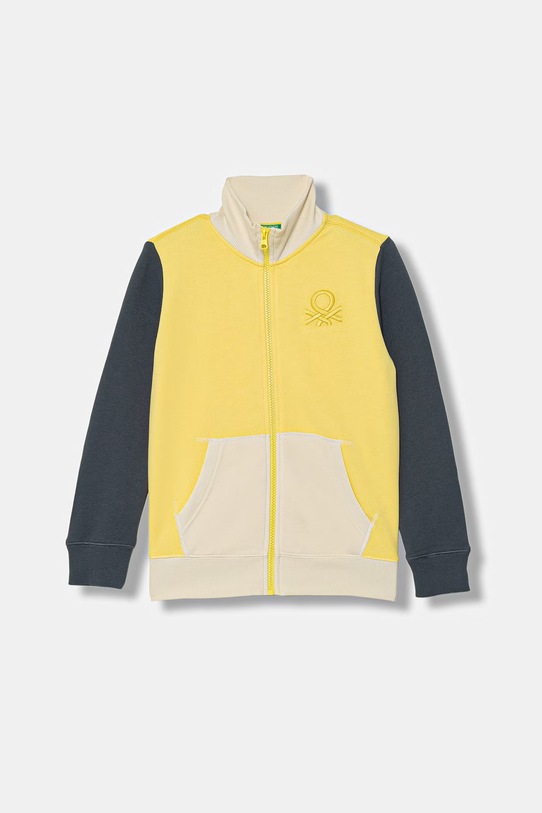 United Colors of Benetton dukserica na zakopčavanje sa kapuljačom za djecu od pamuka zlatna 3J68C501B.G.Stagionale