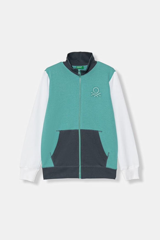 United Colors of Benetton dukserica na zakopčavanje sa kapuljačom za djecu od pamuka tirkizna 3J68C501B.G.Stagionale