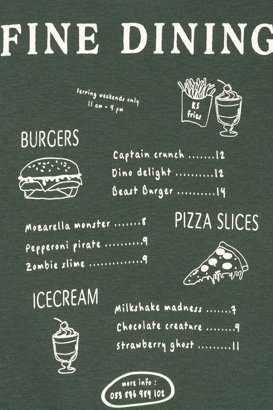 CHLAPEC Konges Sløjd mikina dětská bavlněná LOU SWEAT SHIRT OCS KS105451.PPY2 zelená