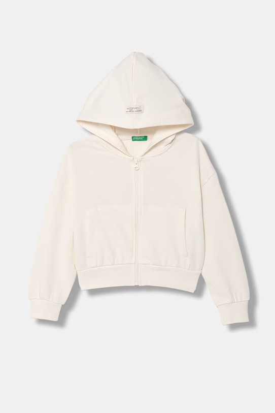United Colors of Benetton hanorac cu fermoar pentru copii din bumbac bej 3NBMC505Y.G.Stagionale