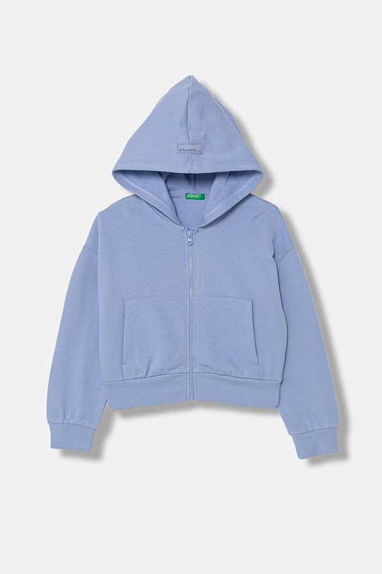 United Colors of Benetton hanorac cu fermoar copii bumbac albastru 3NBMC505Y.G.Stagionale