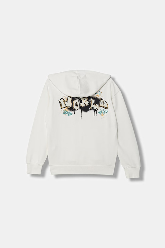 United Colors of Benetton Rozepínací mikina dětská bavlněná 3NBMC505Z.G.Stagionale béžová SS26