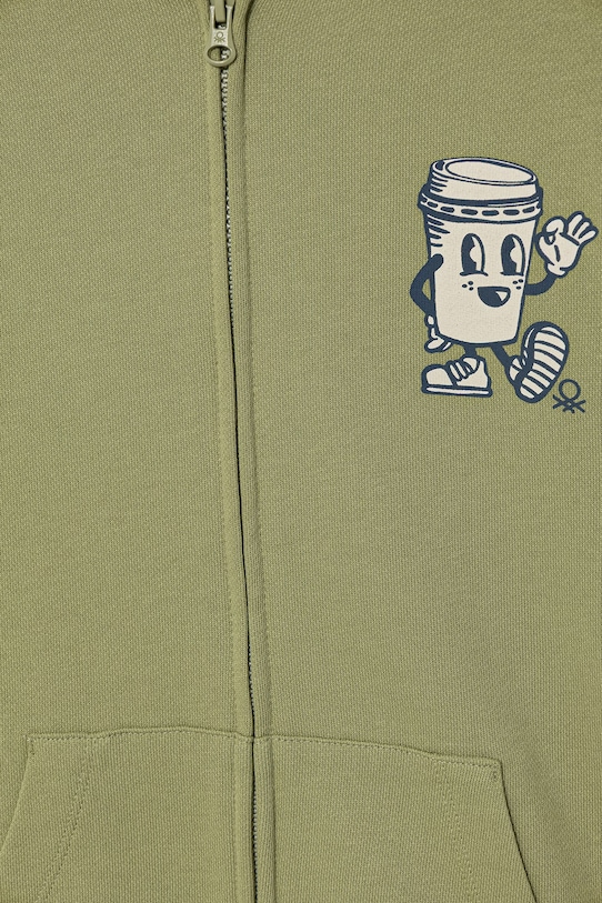 CHLAPEC United Colors of Benetton rozepínací mikina dětská bavlněná 3NBMC505Z.G.Stagionale zelená