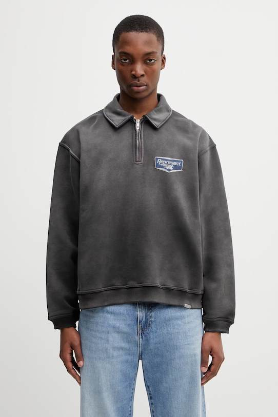 Odzież Represent NOTHING FASTER QUARTER bluza bawełniana męska MLM100617.04 szary