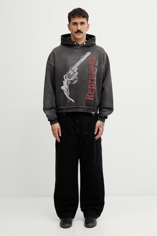 Represent LOADED WITH LOVE bluza z kapturem męska bawełniana MLM100686.04 czarny