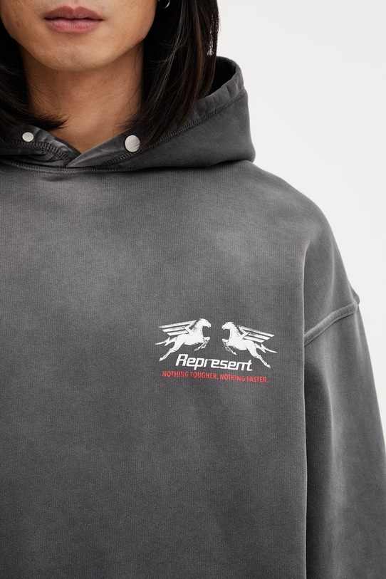 Represent 24 HOUR SERVICE bluza z kapturem męska bawełniana szary MLM100769.04