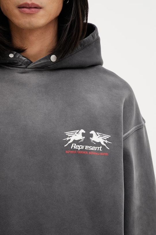 Represent 24 HOUR SERVICE bluza z kapturem męska bawełniana szary MLM100769.04