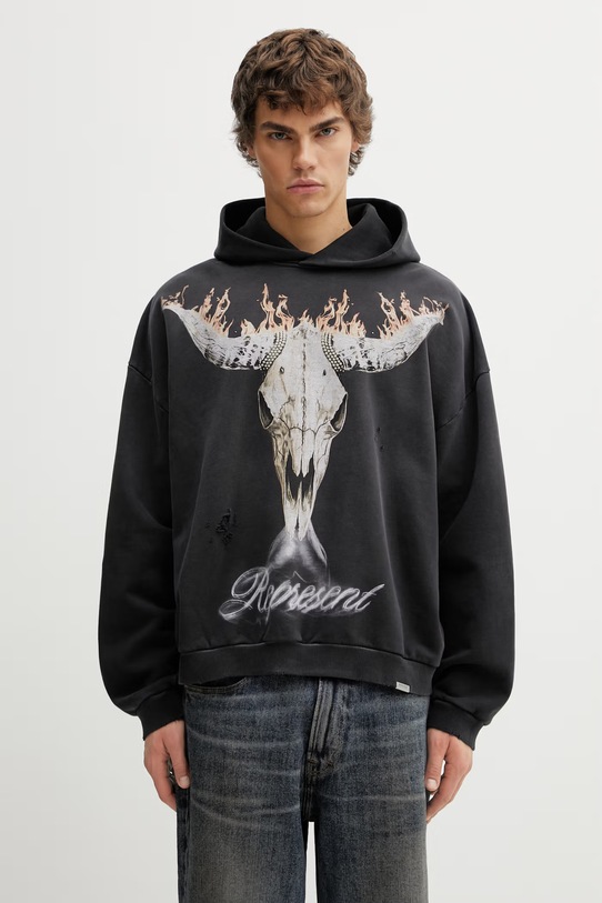 Represent BRITISH COWBOYS bluza z kapturem bawełniana męska czarny MLM100610.04