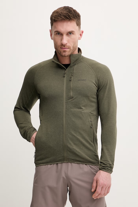 Tréningová mikina Salomon ESSENTIAL LIGHTWARM s elastanom zelená LC2443700