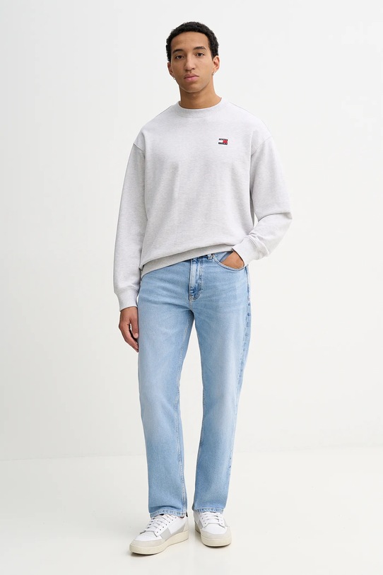Βαμβακερή μπλούζα Tommy Jeans DN0DN00054 γκρί SS26