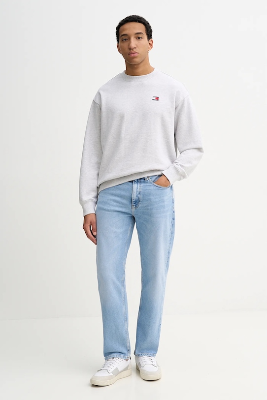 Βαμβακερή μπλούζα Tommy Jeans DN0DN00054 γκρί SS26