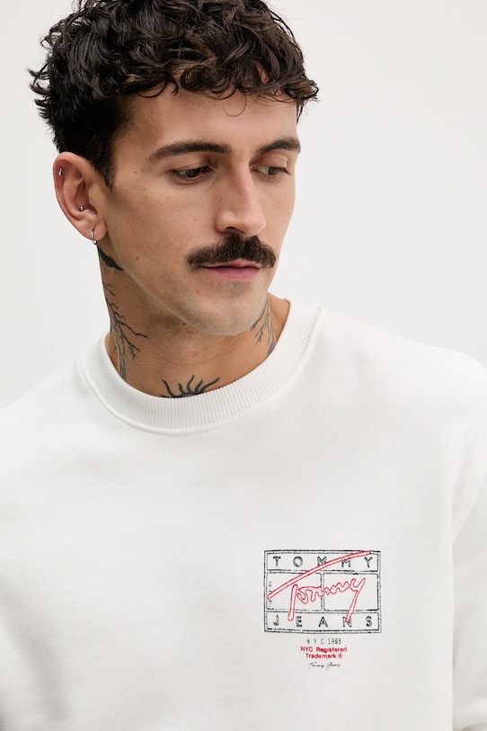 Bavlněná mikina Tommy Jeans béžová DM0DM22366