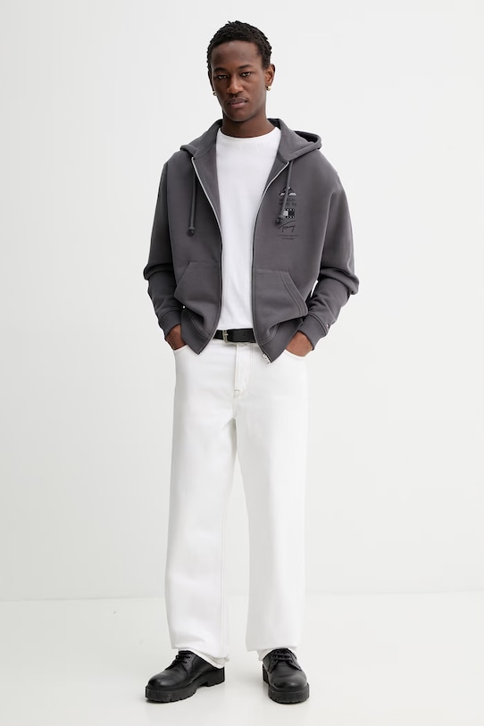 Tommy Jeans felpa in cotone DM0DM22378 grigio SS26