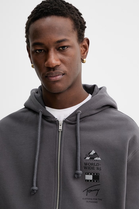 Tommy Jeans felpa in cotone grigio DM0DM22378