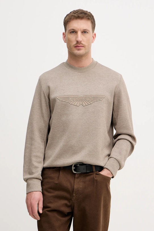 BOSS bluza z dodatkiem wełny C-Soleri 242_AM bez kaptura beżowy 50554525