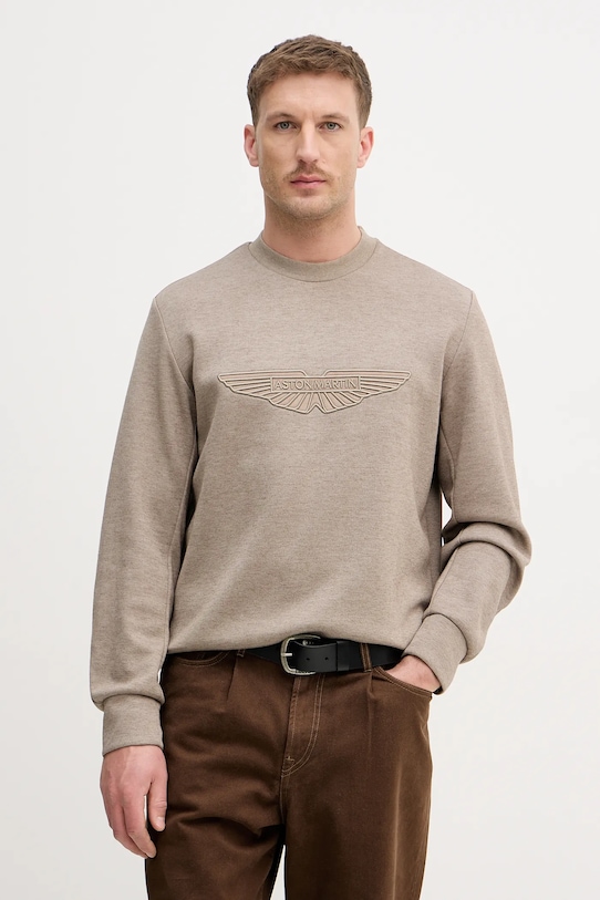 BOSS bluza z dodatkiem wełny C-Soleri 242_AM bez kaptura beżowy 50554525