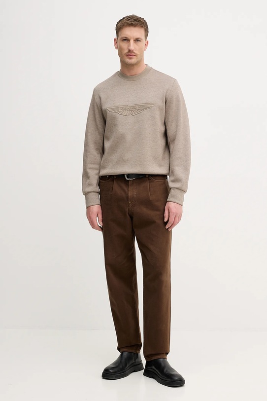 BOSS bluza z dodatkiem wełny C-Soleri 242_AM 50554525 beżowy SS26