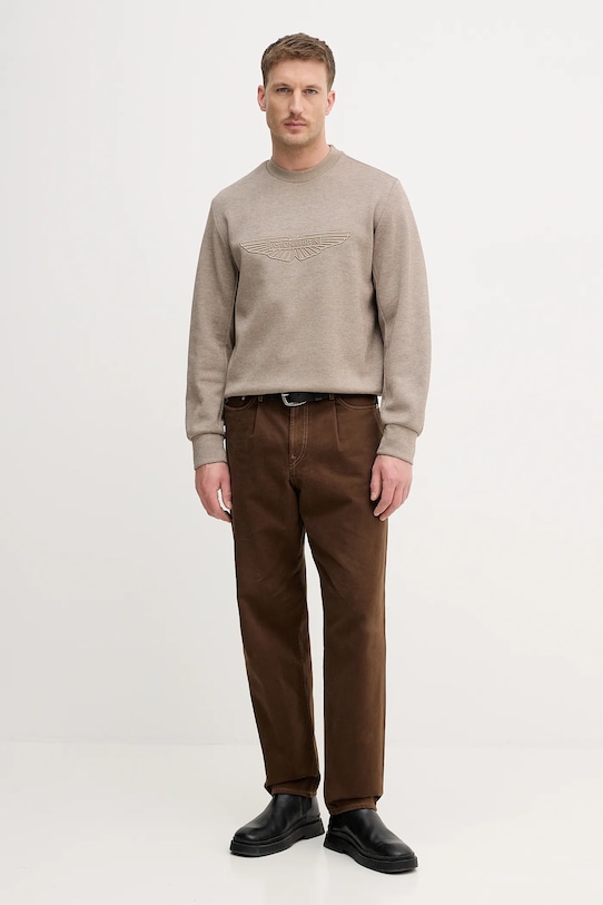 BOSS bluza z dodatkiem wełny C-Soleri 242_AM 50554525 beżowy SS26