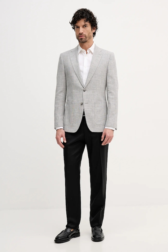 BOSS marynarka z domieszką lnu 50556910 szary SS26