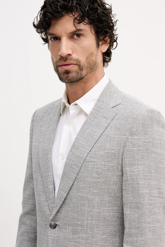 BOSS marynarka z domieszką lnu szary 50556910