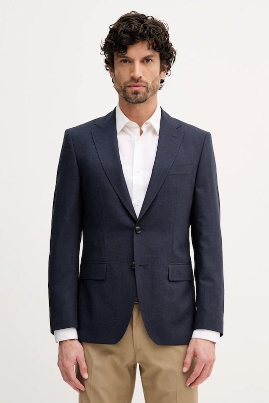 BOSS giacca con lana slim blu navy 50557328