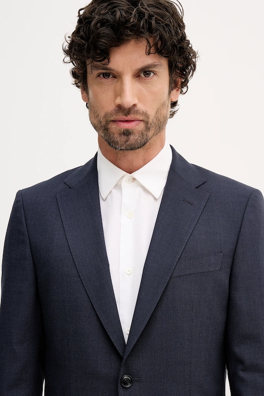 BOSS giacca con lana blu navy 50557328