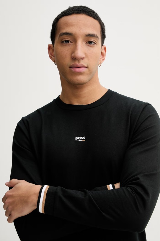 Домашен суичър от памук BOSS Iconic Sweatshirt черен 50554836