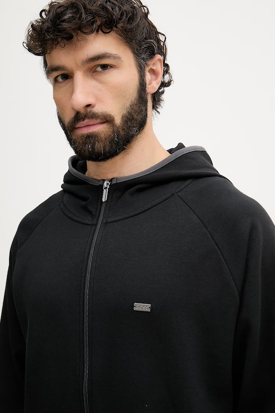 BOSS felpa con cerniera e cappuccio da uomo Sense Hooded Jacket nero 50557206