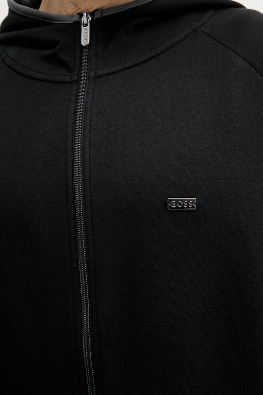 BOSS felpa con cerniera e cappuccio da uomo Sense Hooded Jacket 50557206 nero