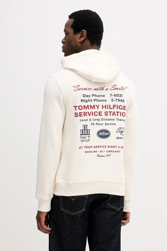 Βαμβακερή μπλούζα Tommy Hilfiger στάμπα μπεζ MW0MW41434