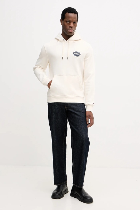 Βαμβακερή μπλούζα Tommy Hilfiger MW0MW41434 μπεζ SS26