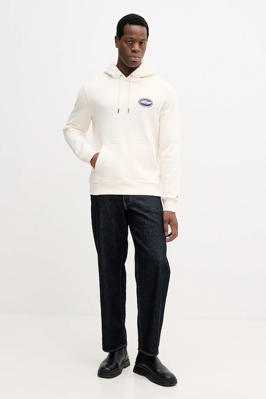 Βαμβακερή μπλούζα Tommy Hilfiger MW0MW41434 μπεζ SS26