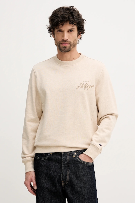 Tommy Hilfiger bluza bawełniana aplikacja beżowy MW0MW42536