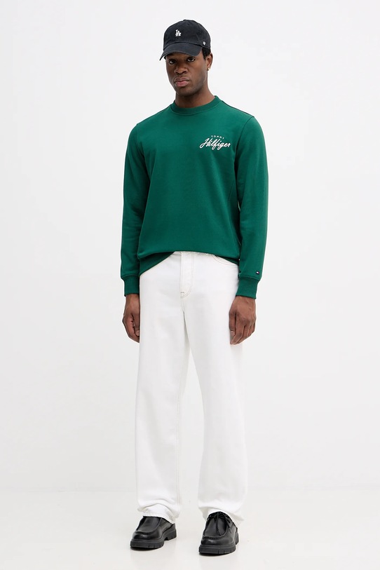 Tommy Hilfiger pamut melegítőfelső MW0MW42536 zöld SS26