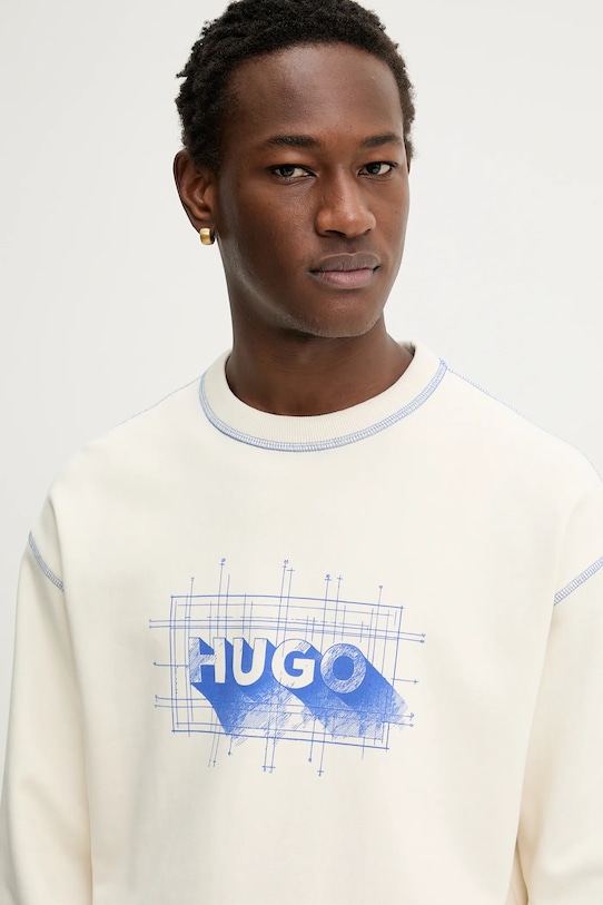 Hugo Blue bluza bawełniana Nothalic beżowy 50553505