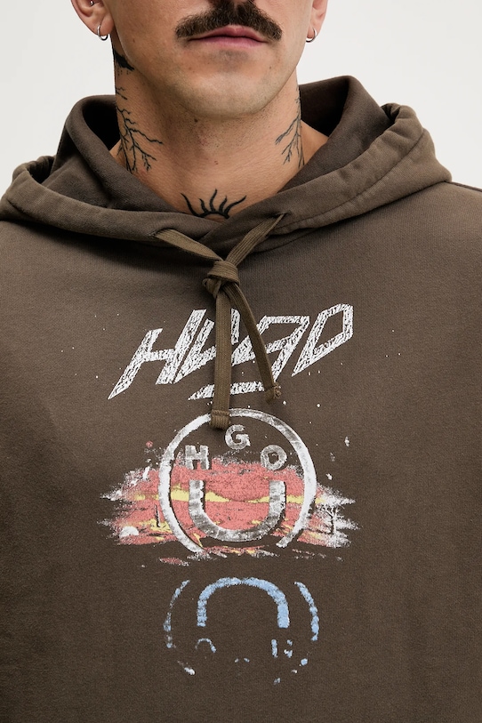 Памучен суичър Hugo Blue 50554385 кафяв