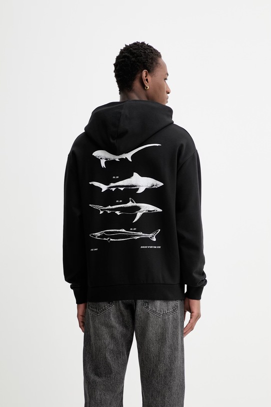 Bavlněná mikina Hugo Blue Noutilex s kapucí černá 50554391