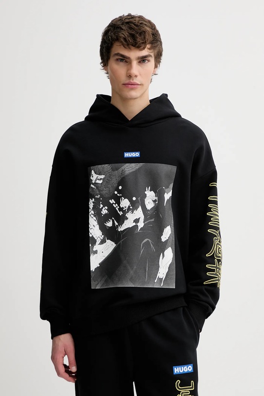 Hugo Blue bluza bawełniana HUGO x Jujutsu Kaisen nadruk czarny 50554820