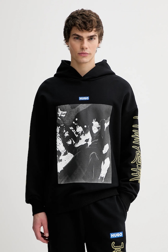Hugo Blue bluza bawełniana HUGO x Jujutsu Kaisen nadruk czarny 50554820