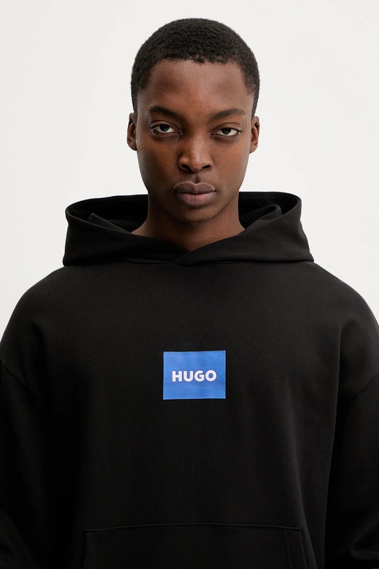 Βαμβακερή μπλούζα Hugo Blue Nayohood μαύρο 50556613