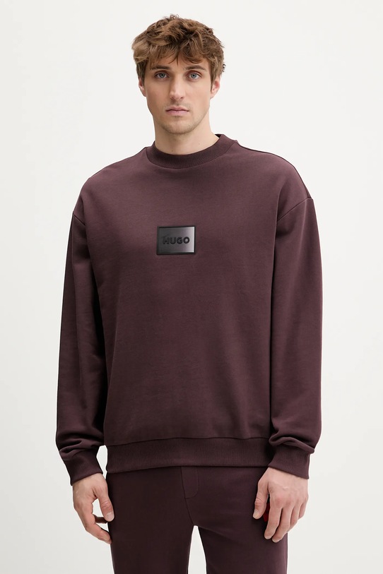 Βαμβακερή μπλούζα HUGO Danotop βαμβάκι μπορντό 50553134