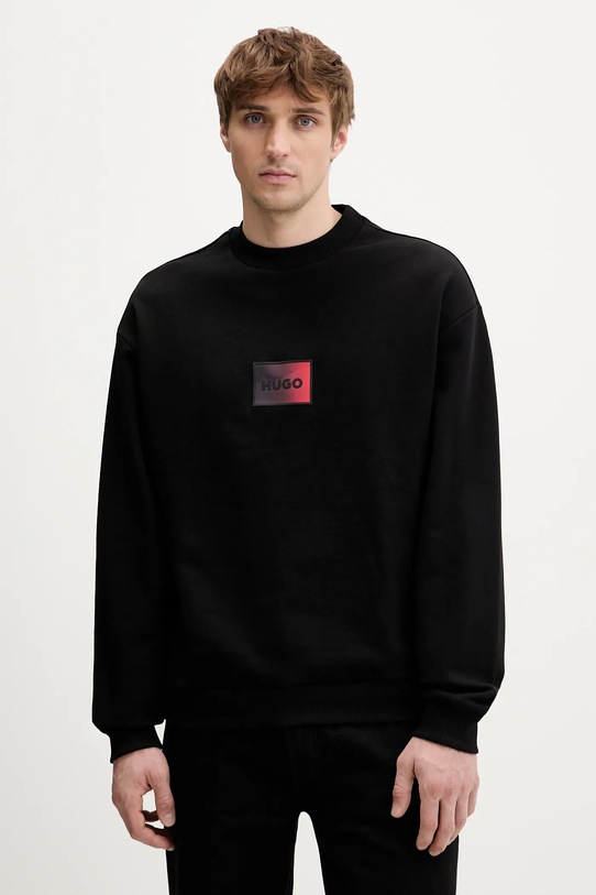 Βαμβακερή μπλούζα HUGO Danotop βαμβάκι μαύρο 50553134