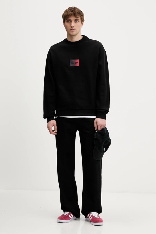 Βαμβακερή μπλούζα HUGO Danotop 50553134 μαύρο SS26