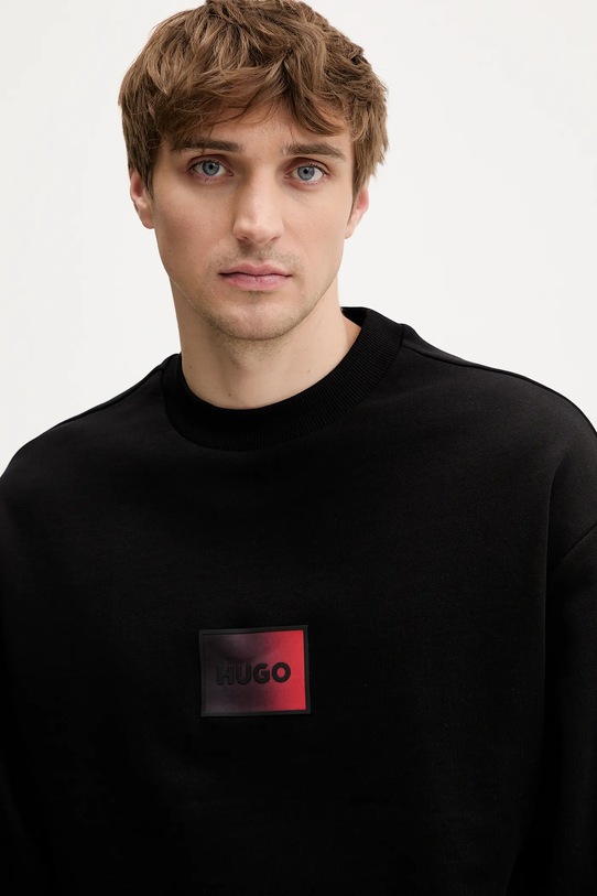 Βαμβακερή μπλούζα HUGO Danotop μαύρο 50553134
