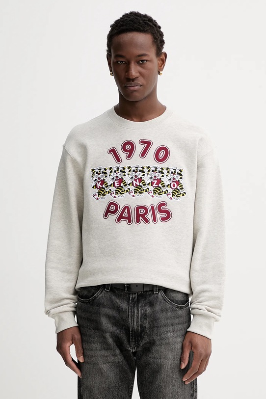 Kenzo bluza bawełniana aplikacja szary FG55SW2064MJ