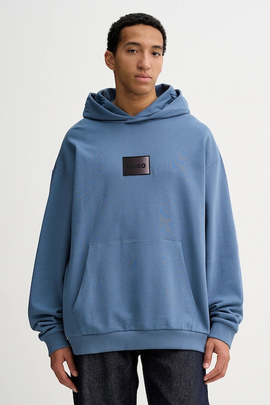 Βαμβακερή μπλούζα HUGO στάμπα μπλε 50553145