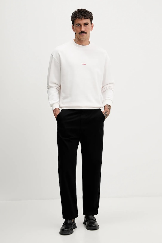 Βαμβακερή μπλούζα HUGO 50557482 λευκό SS26