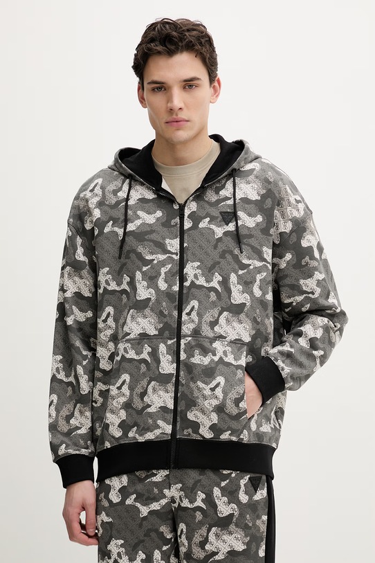 Guess bluza bawełniana CHAYTON z kapturem szary Z6RQ04.K9YI1